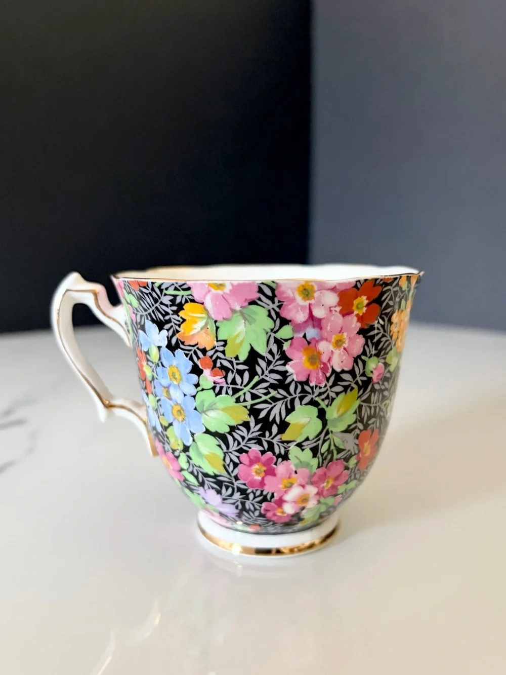 Black Chintz Forget Me Not Cup by Adderley